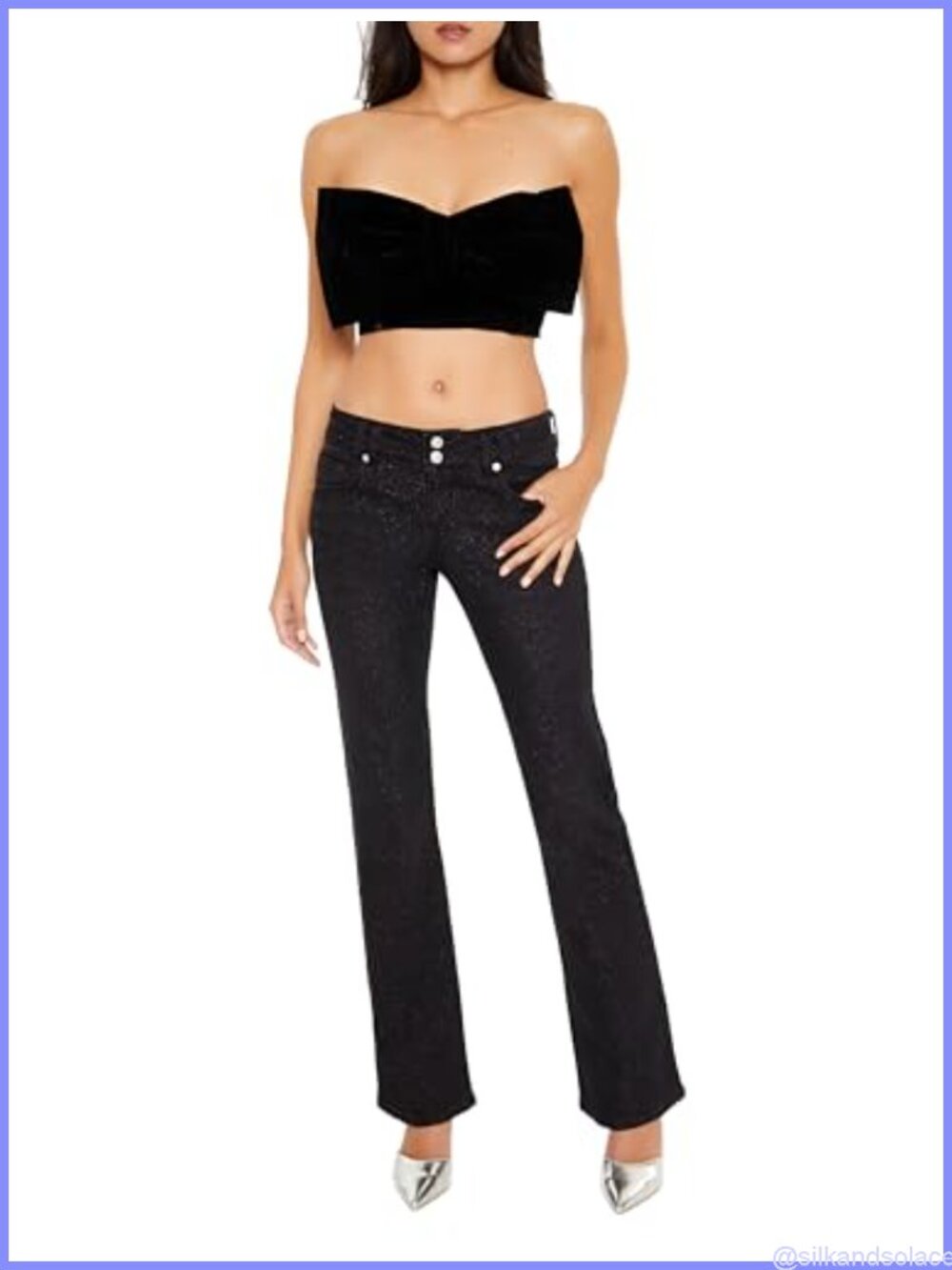 Women's Sequin Low-Rise Bootcut Jeans